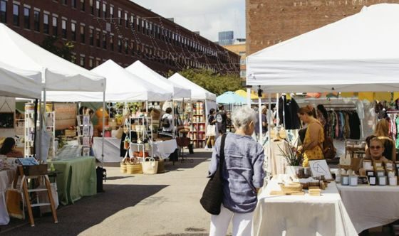 Open-air market stalls